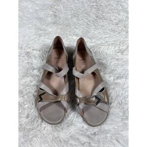 Ziera Sandals Womens 39 US 8/8.5 Casual Ankle Strappy Wedge Brown Leather